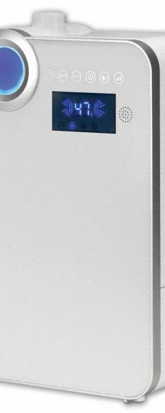 Portable Humidifier: Ultrasonic, 1.3 gal Daily Humidification Output, Warm, Tower Housing, Pour-In (MPN H7550). Key specifications — Brand: PUREGUARDIAN.