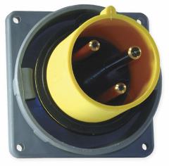 HUBBELL Pin and Sleeve Inlet: Yellow, 125V AC, Single Phase, 100 A, 2 Pole, 3 Wire, IEC Grounding (MPN HBL3100B4W). Key specifications — Brand: HUBBELL.