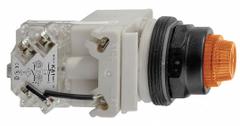 SCHNEIDER ELECTRIC Pilot Light: 30 mm Panel Mounting Size, Amber, LED, 9001SK Series (MPN 9001SKT38LYA31). Key specifications — Series: 9001SK; Brand: SCHNEIDER; Includes Push-To-Test: Push-To-Test Included.
