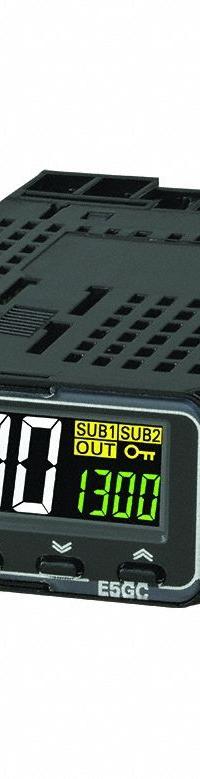 OMRON Temperature Controller: E5GC, 1/32 DIN Size, Linear/RTD/Thermocouple, 100 to 240V AC, 700°C (MPN E5GC-QX0A6M-000). Key specifications — Brand: OMRON; Control Mode: On/Off Action; Display Type: Digital; Input Voltage: 100 to 240V AC; Product Type: Temperature Controller; Sensor Type: Linear; Series: E5GC.