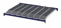UNEX ROLLER RACK Gravity Flow Shelf: Tilt, 96 in x 72 in x 2 5/8 in, 3,000 lb Shelf Capacity, Steel (MPN RR99K2R8X6-L). Key specifications — Shelf Angle: Tilt; Finish: Powder Coated; Material: Steel; Brand: UNEX ROLLER RACK.