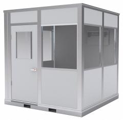 PORTA-KING Modular In-Plant Office: 8 ft x 8 ft x 8 ft, 4 Walls, Vinyl-Covered Drywall, Gray, STC 25 (MPN FAB88WHVAC). Key specifications — Brand: PORTA-KING; Sound Transmission Coefficient: STC 25; Includes: (5) Windows; Frame Material: Aluminum.