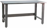 BENCHPRO Workbench: Adj Ht, Stainless Steel, 72 in x 30 in, 1,600 lb Overall Load Capacity, Gray (MPN RN3072). Key specifications — Brand: BENCHPRO.