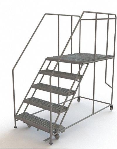 TRI-ARC Mobile Work Platform: 4.2 ft Platform Ht - Max, 36 in x 47 in, Steel - Manual-Lock Rolling Single-Access Platforms
