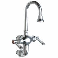 CHICAGO FAUCETS Gooseneck Service Sink Faucet: Wall, Centerset, Cast Brass, Polished Chrome (MPN 225-ABCP). Key specifications — Color/Finish: Polished Chrome.