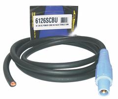 SOUTHWIRE Cam Lock Power Cable: 6 ft Cord Lg, 600V AC, CL20FBU, CL20MBU, 2/0 AWG Wire Size, 1 Wires (MPN 6126SCBU). Key specifications — Connector End Connection Type: CL20FBU; Plug End Connection Type: CL20MBU; Voltage Rating: 600V AC; Wire Size: 2/0 AWG; Brand: SOUTHWIRE.
