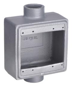 APPLETON ELECTRIC Electrical Box: Iron, Rectangular, 2 Gangs, 1 in Hub Size, 45 cu in Capacity, Gray (MPN FDC-2-100). Key specifications — Color: Gray; Brand: APPLETON ELECTRIC.