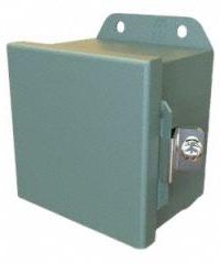 HAMMOND Electrical Enclosure: Steel, 14 in x 12 in x 6 in, NEMA 12/13/3R/4, Solid Cover, Hinged (MPN HJ14126HLP). Key specifications — Closure Method: Clamps; Brand: HAMMOND; Knockouts: Not Included.