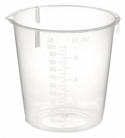 APPROVED VENDOR Beaker: Low Form, Molded Graduation, Polypropylene, Clear, 100 mL - Low Form Plastic Beakers Without Handles