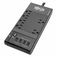 TRIPP LITE Outlet Strip: 6 Outlets, 8 ft Cord Lg, 1,080 J Rated Energy, 3.4 A Current, Black, 5-15P (MPN TLP68UBAM). Key specifications — Brand: TRIPP LITE; Mounting Style: Desktop.