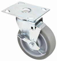 APPROVED VENDOR Plate Caster: Swivel, Side Brake, Rubber, 4 in Wheel Dia., 1 1/2 in Wheel Wd (MPN 33H716). Key specifications — attr1100274: APPROVED VENDOR; attr1100312: Gray; attr1176041: Swivel with Brake.