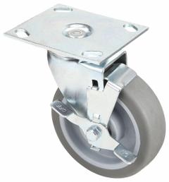 APPROVED VENDOR Plate Caster: Swivel, Side Brake, Rubber, 4 in Wheel Dia., 1 1/2 in Wheel Wd (MPN 33H716). Key specifications — attr1100274: APPROVED VENDOR; attr1100312: Gray; attr1176041: Swivel with Brake.