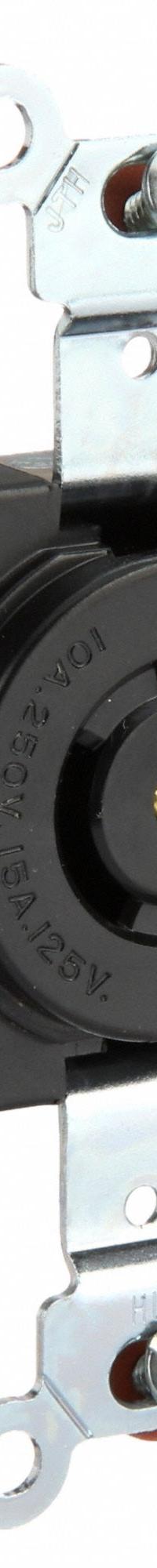 HUBBELL Locking Receptacle: Non-NEMA, Black, 125/250V AC, 10 A_15 A Current Rating, 3 Poles, 3 Wires (MPN HBL7582). Key specifications — Brand: HUBBELL.