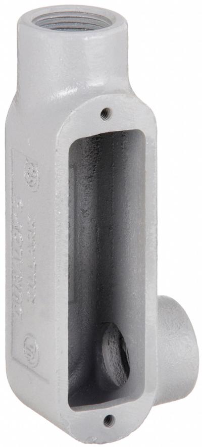 HUBBELL KILLARK Conduit Outlet Body: Iron, 2 1/2 in Trade Size, LR Body, 200 cu in Body Capacity - LR - 90° Elbow Type