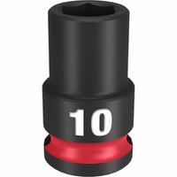 MILWAUKEE Standard Impact Socket: 3/8 in Drive Size, Metric, 10 mm Socket Size, 6-Point, Std (MPN 49-66-6134). Key specifications — attr1215501: MILWAUKEE; attr1215515: Black Phosphate; attr1215518: 10 mm.