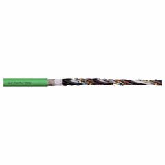 CHAINFLEX Measuring System Cable: (6) Pr 24 AWG (0.25), Green, PVC Jacket, 50 V Volt (MPN CF211-037). Key specifications — Conductor Grouping: (6) Pair 24 AWG; Includes Ground: No; Overall Length: Order by the Foot; Minimum Bend Radius Factor - Fixed: 5 x OD; Minimum Bend Radius Factor - Flexible: 8 x OD; Brand: CHAINFLEX.