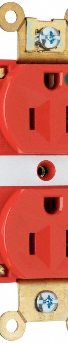 PASS & SEYMOUR Receptacle: Hospital Grade, Duplex, 5-20R, Red, 125V AC, 20 A, 2 Pole / 3 Wire (MPN PT8300RED). Key specifications — attr1367147: PASS & SEYMOUR.