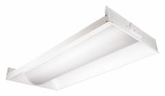 COLUMBIA LIGHTING Recessed Troffer: 4 ft Lg, 2 ft Wd, 4,700 lm, 4000K, 41 W, 120 to 277V AC (MPN LTRE24-40MLG-RFA-EDU). Key specifications — attr1261884: 120 to 277V AC; attr1261878: COLUMBIA LIGHTING; attr1261883: (4) Lamp T8; attr1261870: 4000K; attr1261880: Yes.