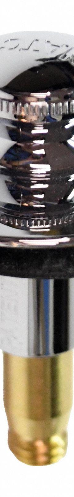WATCO Drain Stopper: Plastic, Unfinished, 2 in Overall Dia, Push and Pull, 1 1/2 in Fits Drain Size (MPN 38520-CP). Key specifications — Color: Silver; Includes: Pin; Material: Plastic.