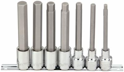 WESTWARD Socket Bit Set: 1 - 25 Pieces, 1/2 in Drive Size, 7 Pieces - Hex Bit Socket Sets