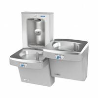 OASIS Bi-Level Drinking Fountain with Bottle Filler: On-Wall, 8 gph @ 50°F, Touchless Sensor, Gray (MPN PG8FEBFSLTT GST). Key specifications — Brand: OASIS; Housing Material: Stainless Steel; Filter Access: Top Panel Access; Housing Finish: Graystone; Chilling Capacity: 8 gph @ 50°F; Housing Color: Gray.