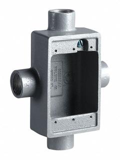 HUBBELL KILLARK Device Box: Iron, Rectangular, 1 Gangs, 1/2 in Hub Size, 18 cu in Capacity, Gray (MPN FSX-1M). Key specifications — Color: Gray; Brand: HUBBELL KILLARK.