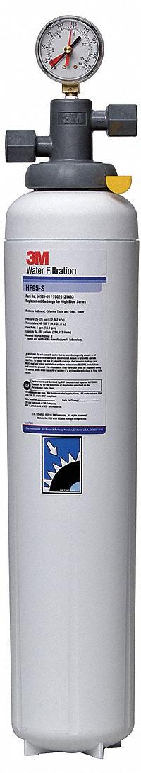 3M WATER FILTRATION PRODUCTS Water Filtration System: 3 micron, 5 gpm, 23 5/8 in Overall Ht (MPN 5616404). Key specifications — Product Type: High-Flow Filtration System; Filter Media: Polyphosphate; Brand: 3M WATER FILTRATION PRODUCTS; Reduces: Chlorine Taste.