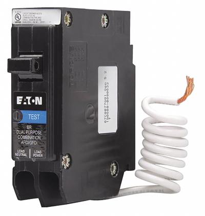 EATON Circuit Breaker: 15 A, 120V AC, Single Phase, 10kA at 120V AC, Type BR Loadcenters - BR & BD Series