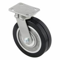 HAMILTON CASTER & MFG. CO. Plate Caster: Kingpinless Swivel, Polyurethane, 8 in Wheel Dia, Rectangle (MPN S-ZFWH-8SWF70D). Key specifications — Wheel/Tread Color: Black; Brand: HAMILTON CASTER & MFG. CO.; Roll Up: Swivel.