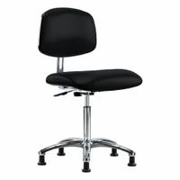 ESD/Cleanroom Task Chair: Vinyl, Armless, Ht Range 21 1/2 in to 29 in, 18 1/2 in Seat Wd, 0 Casters (MPN BR-ECR-VMBCH-CR-NF-EG-ESDBLK). Key specifications — Foot Support: No; Base Material: Aluminum; Brand: APPROVED VENDOR; Product Type: Cleanroom Task Chair; Cleanroom Class: ISO 4; ESD-Safe: ESD-Safe.