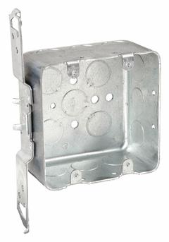 RACO Electrical Box: Steel, Steel Material & Nominal Size, Square, 2 Gangs, 2 1/8 in Box Dp, TS (MPN 681). Key specifications — Brand: RACO; Bracket Style: Stud Side w/Spurs; Clamp Style: Without Clamps.