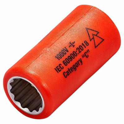 ITL Insulated Socket: 3/8 in Drive Size, 9/16 in Socket Size, 1 43/64 in Overall Lg - 3/8" Drive SAE Insulated Hand Sockets