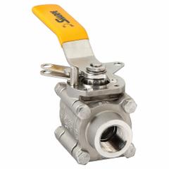 SHARPE Manual Two-Way Ball Valve: 3/4 in, Alloy 20 Stainless Steel, Straight Valve Body, FNPT x FNPT (MPN 4352110860). Key specifications — Seat Material: Polymer; Brand: SHARPE; Handle: Locking Lever.