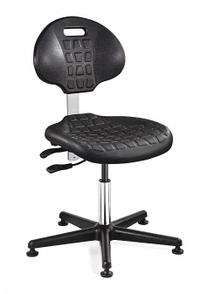 Cleanroom Task Chair: Polyurethane, Armless, Ht Range 15 in to 20 in, 18 1/2 in Seat Wd, 0 Casters (MPN 7000C1-BLK). Key specifications — Base Material: Nylon; Brand: BEVCO; Product Type: Cleanroom Task Chair; Cleanroom Class: ISO 4; ESD-Safe: ESD-Safe.