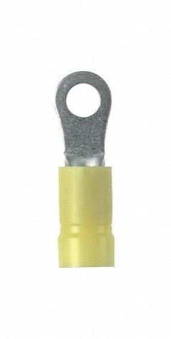 PANDUIT StrongHold(TM) EV10-8RB-Q Ring Terminal: Yellow, Vinyl Insulation, #8 Stud Size, 600 V. Key specifications — attr1308027: PANDUIT; attr1356513: EV10; attr1356587: Funnel Entry.