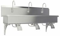 SANI-LAV Wash Station: 3 Stations, 8 in Bowl Dp, 57 in Bowl Lg, 16 1/2 in Bowl Wd, Faucet Included (MPN 56WSL). Key specifications — Includes Side Splash: Side Splash Not Included; Series: Stainless Steel Wash-Station; Brand: SANI-LAV.