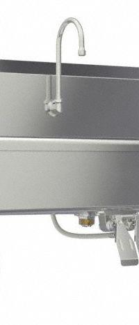 SANI-LAV Wash Station: 3 Stations, 8 in Bowl Dp, 57 in Bowl Lg, 16 1/2 in Bowl Wd, Faucet Included (MPN 56WSL). Key specifications — Includes Side Splash: Side Splash Not Included; Series: Stainless Steel Wash-Station; Brand: SANI-LAV.
