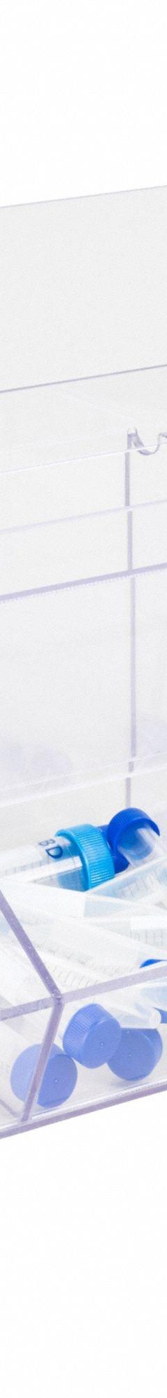 Lab Bulk Bin: 8 1/2 in Overall Wd, 9 in Overall Ht, 19 in Overall Lg, PETG, Clear, Misc Lab Supplies (MPN BLKBNLDTRI6-T). Key specifications — Material: PETG; Mounting Location: Wall; Color: Clear; Product Type: Bulk Bin; Total Holding Capacity: Misc Lab Supplies; Brand: POLTEX.
