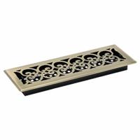 Floor Register: Floor, 15 1/2 in H, 5 1/2 in W, Decorative, Antiqued, Brass, Steel Grille, One-Way (MPN SPH414-A). Key specifications — Adjustable Blades: No; Brand: DECOR GRATES; Airflow Directions: One-Way; Grille Color: Brass.