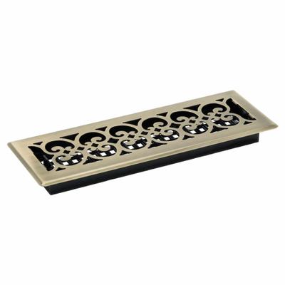 DECOR GRATES Floor Register: Floor, 15 1/2 in H, 5 1/2 in W, Decorative, Antiqued, Brass - Floor Registers