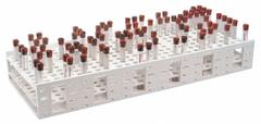 Tube Rack: 11 1/4 in Overall Wd, 4 1/2 in Overall Ht, 27 1/4 in Overall Lg, Polypropylene, Blue (MPN 120115). Key specifications — Material: Polypropylene; Mounting Location: Benchtop; Color: Blue; Product Type: Test Tube Rack; Total Holding Capacity: (240) Wells; Brand: HEATHROW SCIENTIFIC.