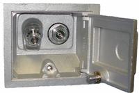 WOODFORD MFG. Wall Hydrant: 7 3/8 in Overall Lg, Brass, Polished, Square, Fully Enclosed (MPN B65P-CC). Key specifications — Face Material: Brass; Brand: WOODFORD MFG.; Face Shape: Square; Face Type: Fully Enclosed; Color/Finish: Polished.