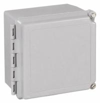 HOFFMAN Enclosure: Fiberglass, 6 in x 6 in x 4 in, NEMA 12/13/4/4X, Solid Cover, Hinged, Wall (MPN A664CHSCFG). Key specifications — Brand: HOFFMAN; Closure Method: Screws; Enclosure Material: Fiberglass; Knockouts: Not Included.