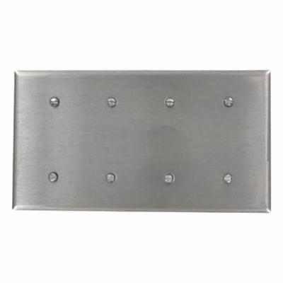 LEVITON Wall Plate: Blank, 4 Gang, Silver - General Purpose Wall Plates