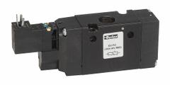 PARKER Solenoid Air Control Valve: B6, Three-Way / Two-Position, Single Solenoid, 120V AC (MPN B6V2BB553A). Key specifications — attr1084839: DIN Solenoid Connector; attr1093196: Solenoid Coil Included; attr1084853: Internal Pilot; attr1084865: Non-Locking; attr1084872: Solenoid Air Control Valve; attr1084885: Single Solenoid; attr1084828: B6V2BB553A; attr1084832: PARKER.
