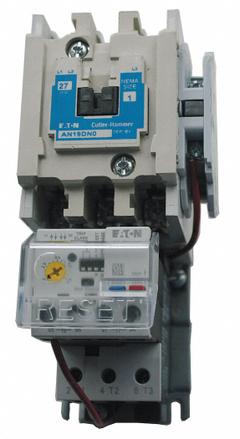 EATON NEMA Magnetic Motor Starter: Non-Reversing, 3 Poles, NEMA Size 2, 45 A, 24V AC Coil (MPN AN19GN0T5E020). Key specifications — Brand: EATON; Auxiliary Contact Form: 1NO; Coil Voltage: 24V AC; Phase: Three; Operator: None; Operator Controls: None; Auxiliary Contacts Included: 1NO; Signaling Features: Pilot Light.