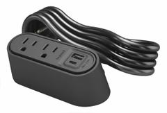 LEGRAND Furniture Power Outlet: 2 Outlets, 6 ft Cord Lg, Black, 5-15R, 4.88 in Wd, Surface Mounting (MPN WSPC220CBK). Key specifications — Shape: Rectangular; Brand: LEGRAND; USB Connectors Included: Type C; Mounting Style: Surface.