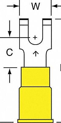 3M Fork Terminals: Yellow, Nylon, #8 Stud Size, 12 AWG – 10 AWG Wire Range, Flanged Fork, 600 V (MPN MNG10-8FFBK). Key specifications — Barrel Style: Insulation Grip; Manufacturer Part Number: MNG10-8FFBK; Brand: 3M.