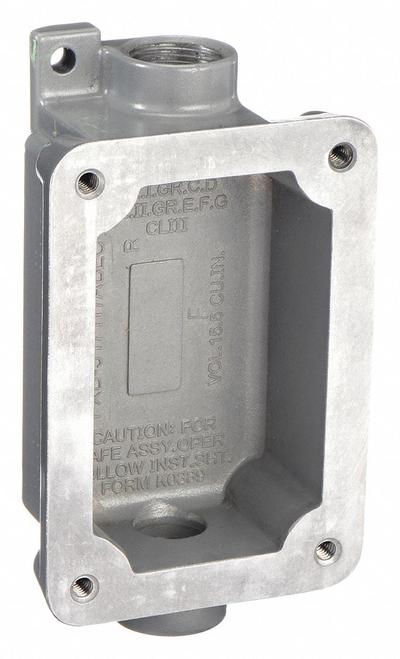 HUBBELL KILLARK Device Box: 1 Gangs, Aluminum, 1 in Hub Size, Feed Through - 1-Gang Hazardous Location Electrical Boxes