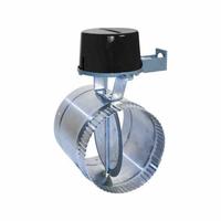 Motorized Damper: For 4 in Dia, 6 1/8 in L, 8 7/8 in H, 8 7/8 in W, Crimped/Slip-Over, Single (MPN FAD-4). Key specifications — Nameplate Voltage: 24V AC; Blade Seal Material: Rubber; Blade Type: Flat Blade; Brand: FIELD CONTROLS; Maximum Air Velocity: 1,000 fpm; Switch Action: Normally Closed; Includes: 3-Wire Harness with Modular Damper Connector.